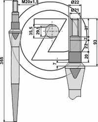 Dent de herse rotative Vicon 90044100 Adaptable