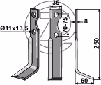 Dent fraise rotative Droite Adaptable