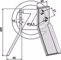 Dent fraise rotative Gauche Adaptable