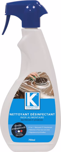 Désinfectant et nettoyant spécial inox alimentaire - flacon spray de750ml