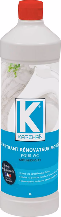 Détartrant rénovateur WC à effet moussant - lot de 12 bouteilles de 1L