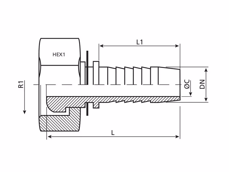 Dicsa côtes métriques 24°/60° Raccord à Sertir 3/8'' x M22 x 1.5 (15L) Filetage femelle Embout tournant
