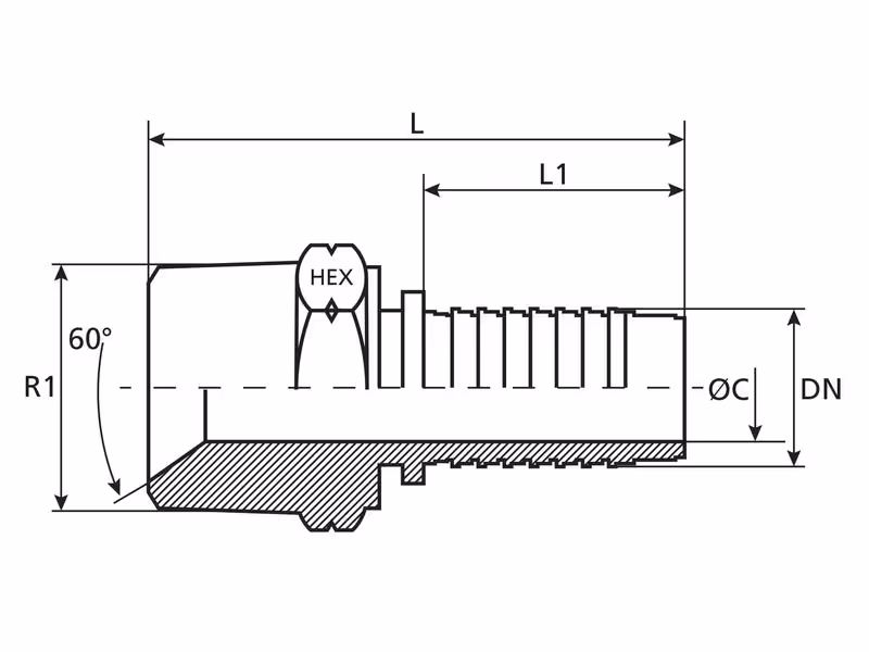 Dicsa NPT Raccord à Sertir 1/2'' x 1/2'' Filetage mâle Droite