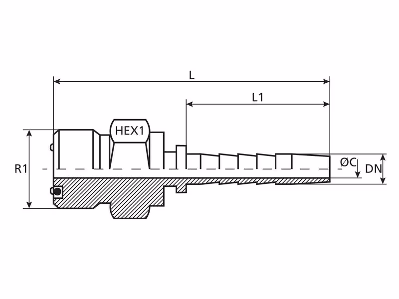 Dicsa ORFS Raccord à Sertir 1/2'' x 1'' Filetage mâle Droite