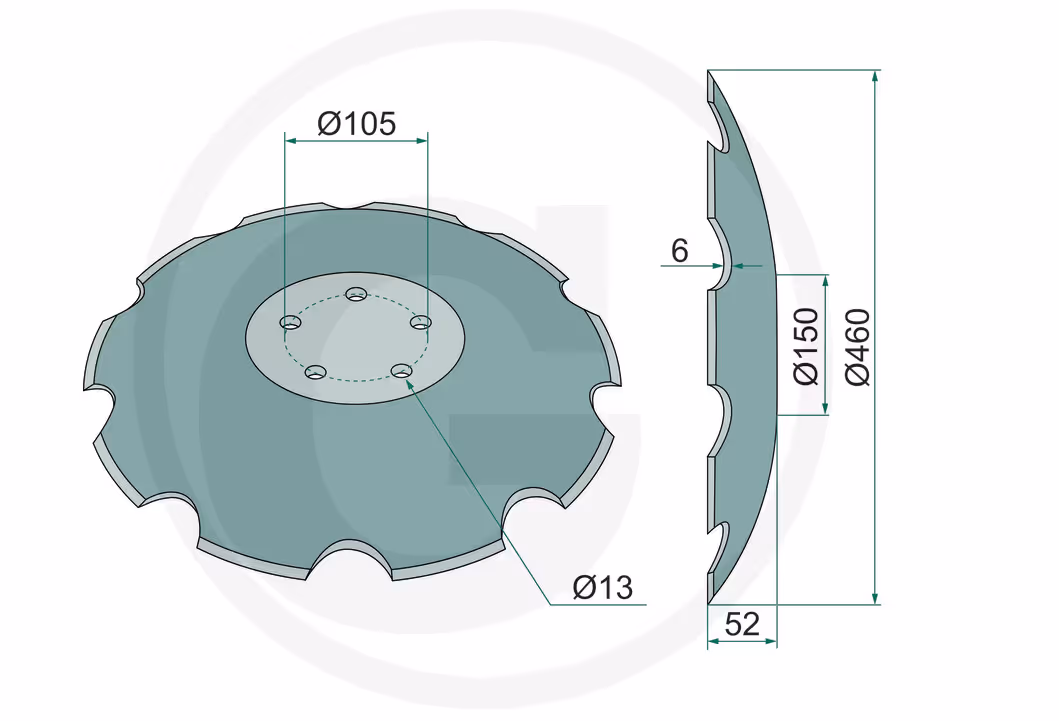 Disque crenelé Horsch 460x6mm 28071304 Adaptable