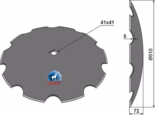 Disque cover crop crénelé Ø610x6mm trou de 41mm Niaux 200