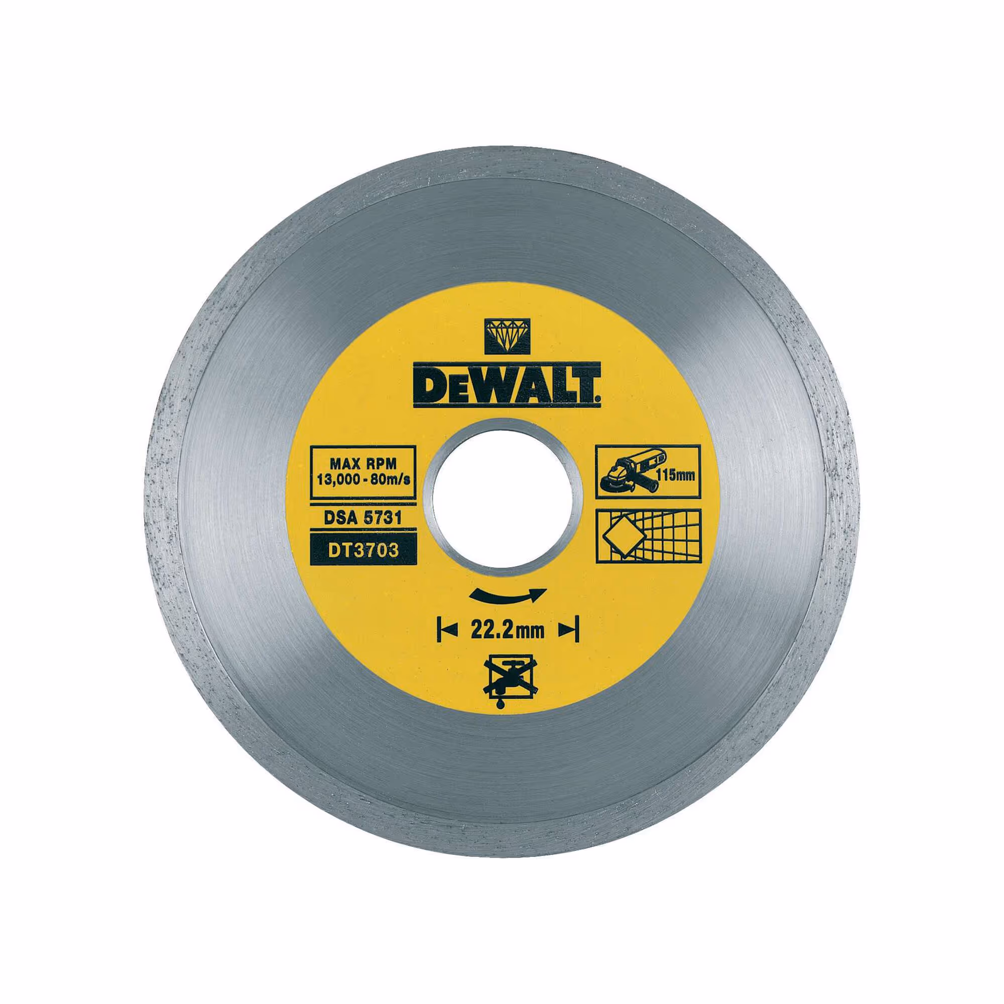 Disque à jante continue pour béton, brique et pierre 115 x 22,2 mm