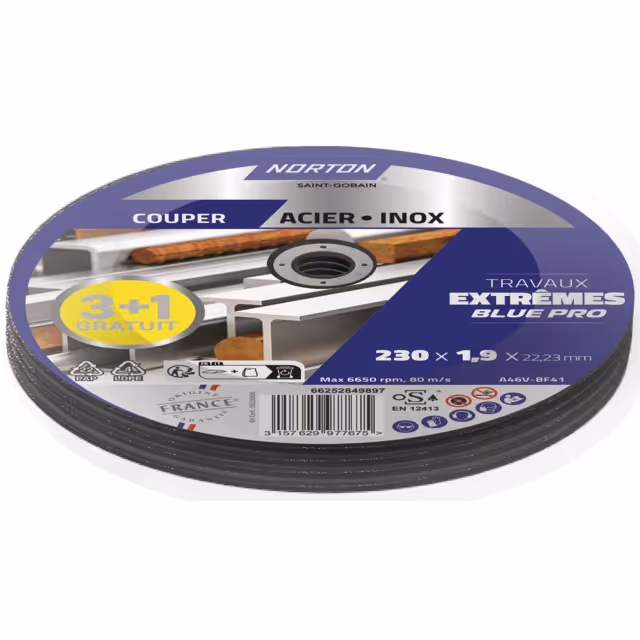 Disque a tronconner metal 230x1,9x22,2 lot de 3+1 extreme