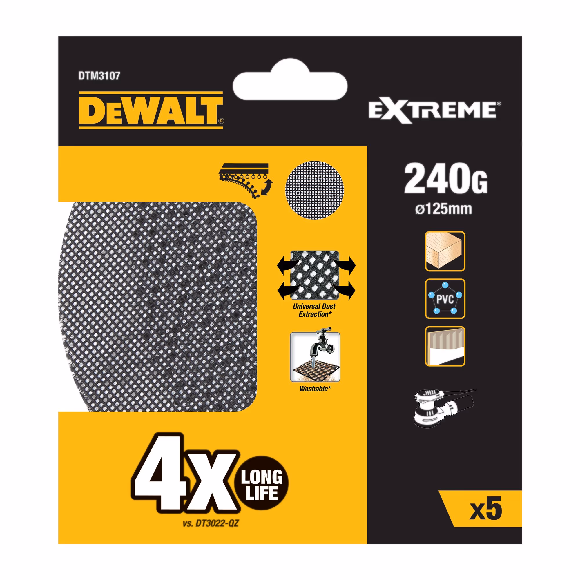 Disque abrasif velcro - structure en maille durée de vie extra longue x 4 ø125 mm grain 240