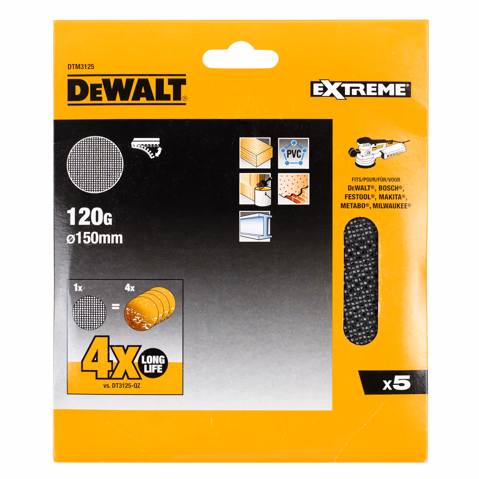 Disque abrasif velcro - structure en maille durée de vie extra longue x 4 ø150 mm grain 120