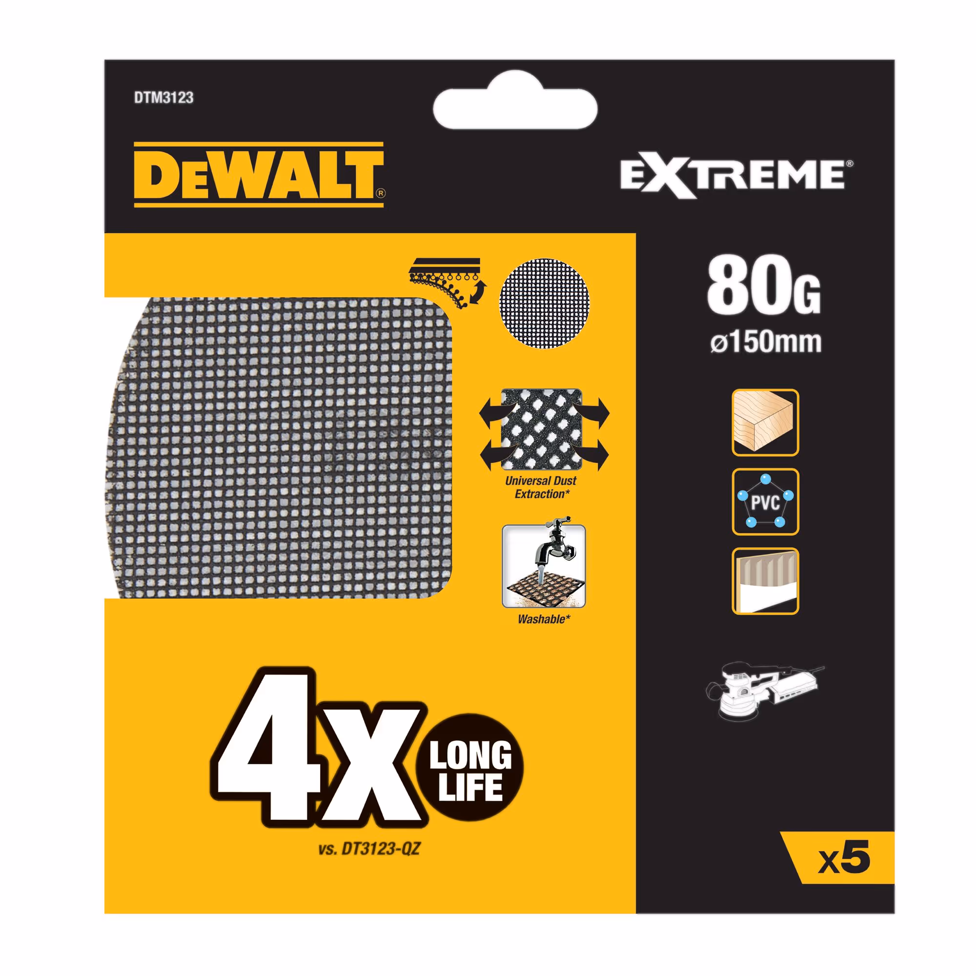 Disque abrasif velcro - structure en maille durée de vie extra longue x 4 ø150 mm grain 80