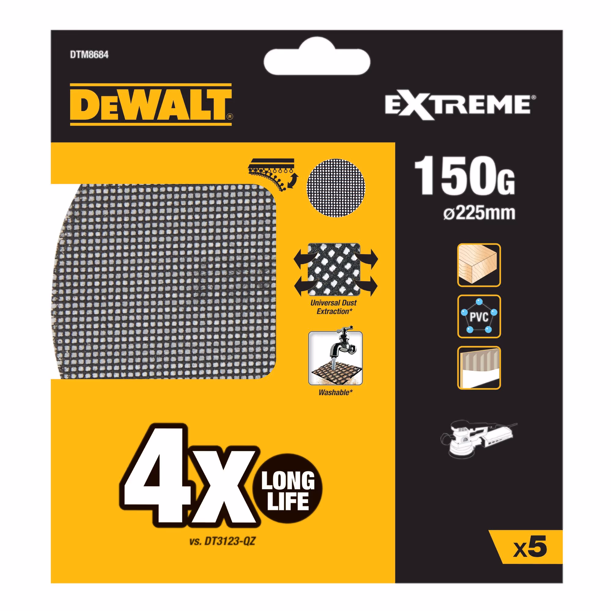 Disque abrasif velcro - structure en maille durée de vie extra longue x 4 ø225 mm grain 150