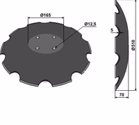 Disque crénelé Lemken 510x5 34910027 Niaux 200