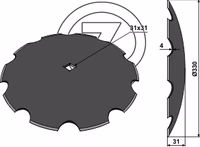 Disque cover crop crénelé Ø330x4mm Niaux 200