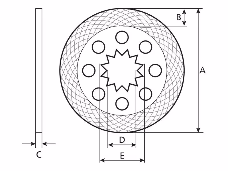Disque de frein. Ø ext. 222mm - adaptable sur tracteurs Massey Ferguson - ref 3825367M1