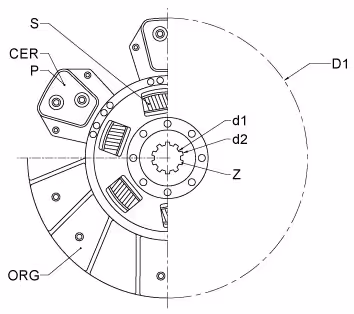 Disque de prise de force Ø225 mm 10 cannelure Deutz 1136-02-04.20