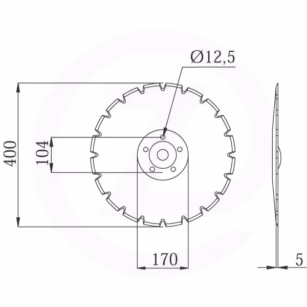 Disque crenelé Vaderstad RD 400mm 451371 Adaptable