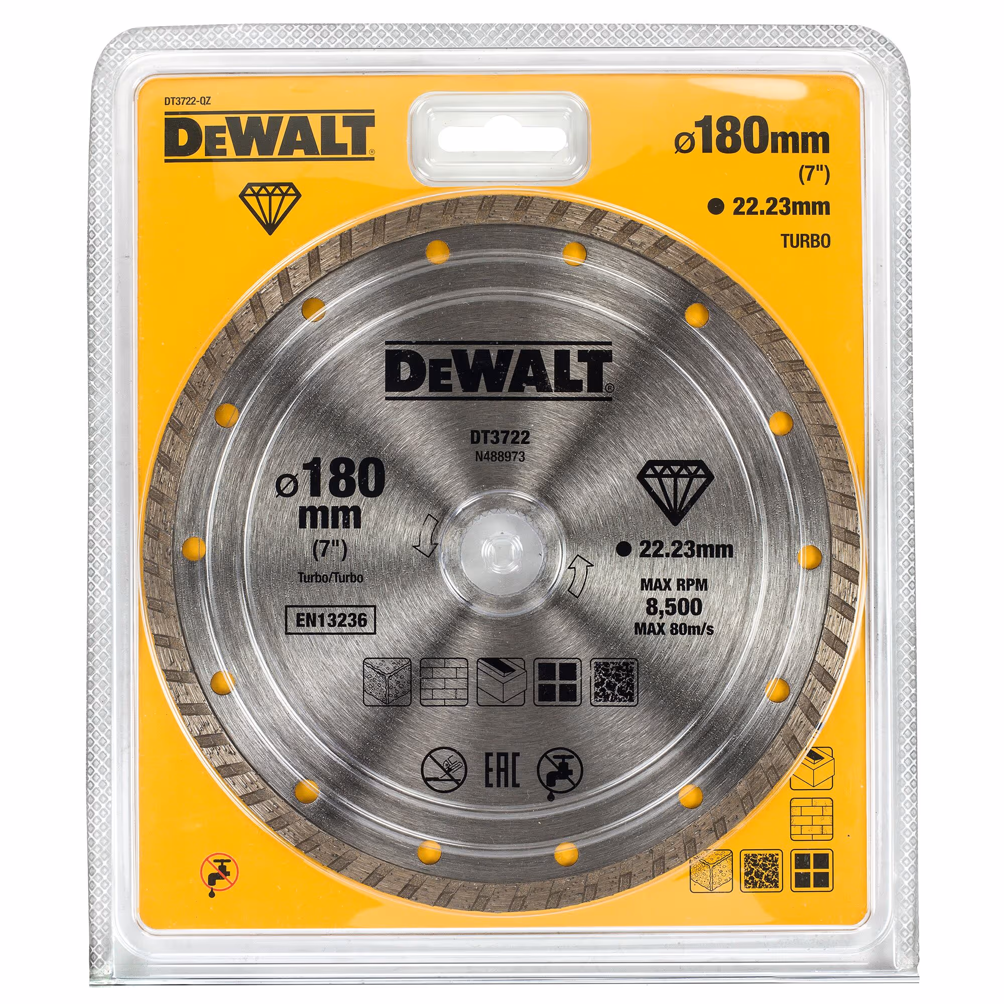 Disque turbo pour matériaux de construction/béton 180 x 22,2 mm