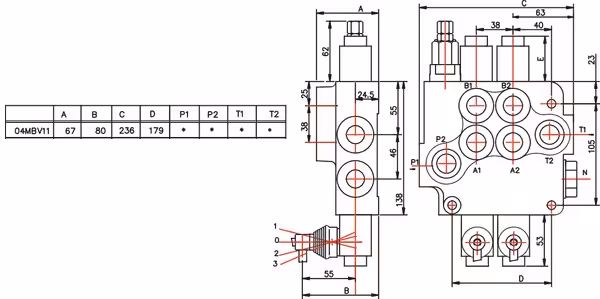Distributeur monobloc 4 fonction double effet MBV11 A1A1A1A1G KZ1