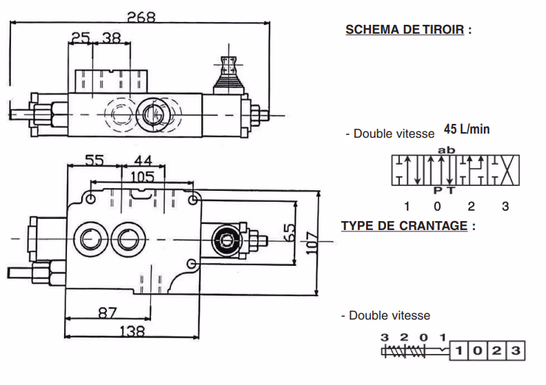 DISTRIBUTEUR FENDEUSE 80L 1 DOUBLE VITESSE DOUBLE EFFET