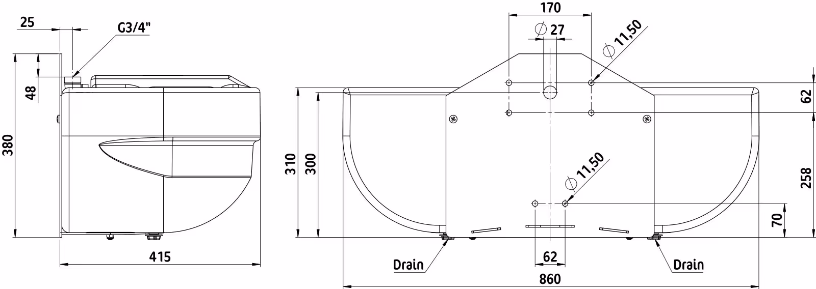 Double abreuvoir flotteur réservoir pâturage S60
