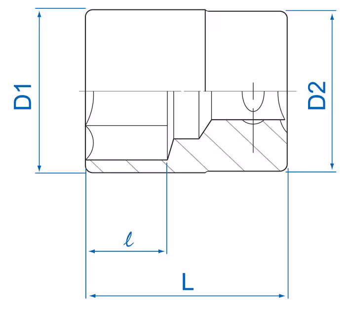 Douille 1" à 12 pans 38mm