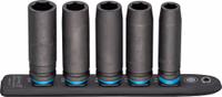 DOUILLE A CHOCS1/2" LONGUE SUR SUPPORT MAGNETIQUE - 5PC