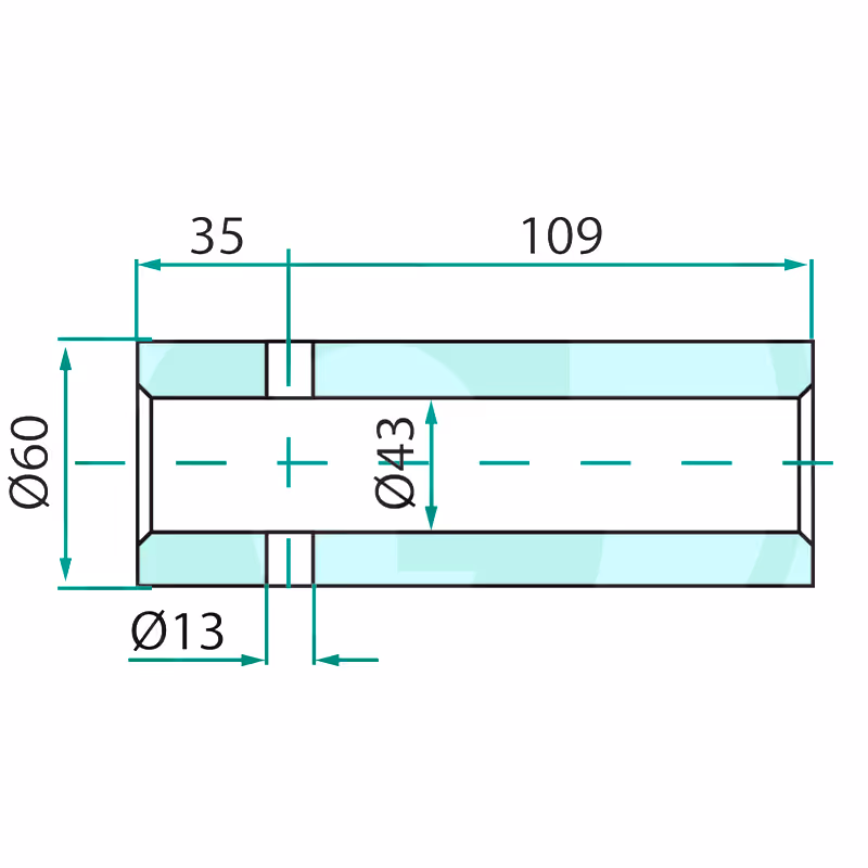 Douille à souder Ø43x60 mm L144 mm