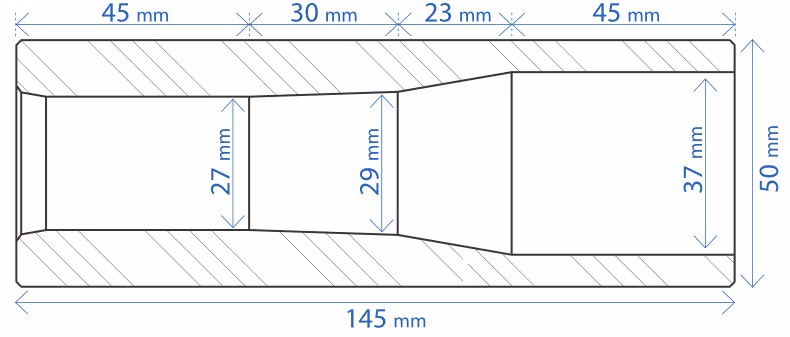 Douille conique à souder Ø36mm L145mm