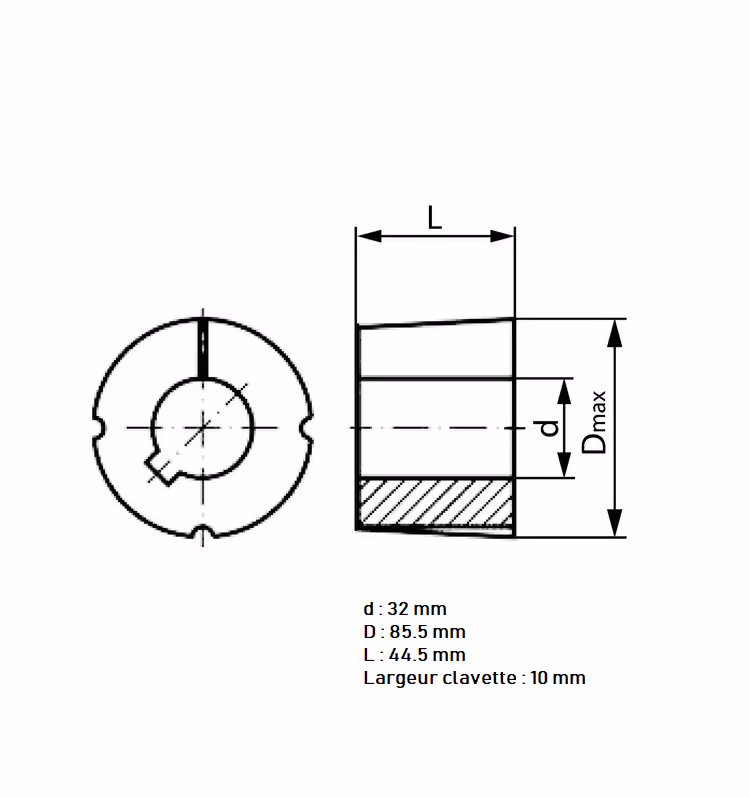 Douille de serrage taperlock Ø 32 mm Optibel 251732TL origine