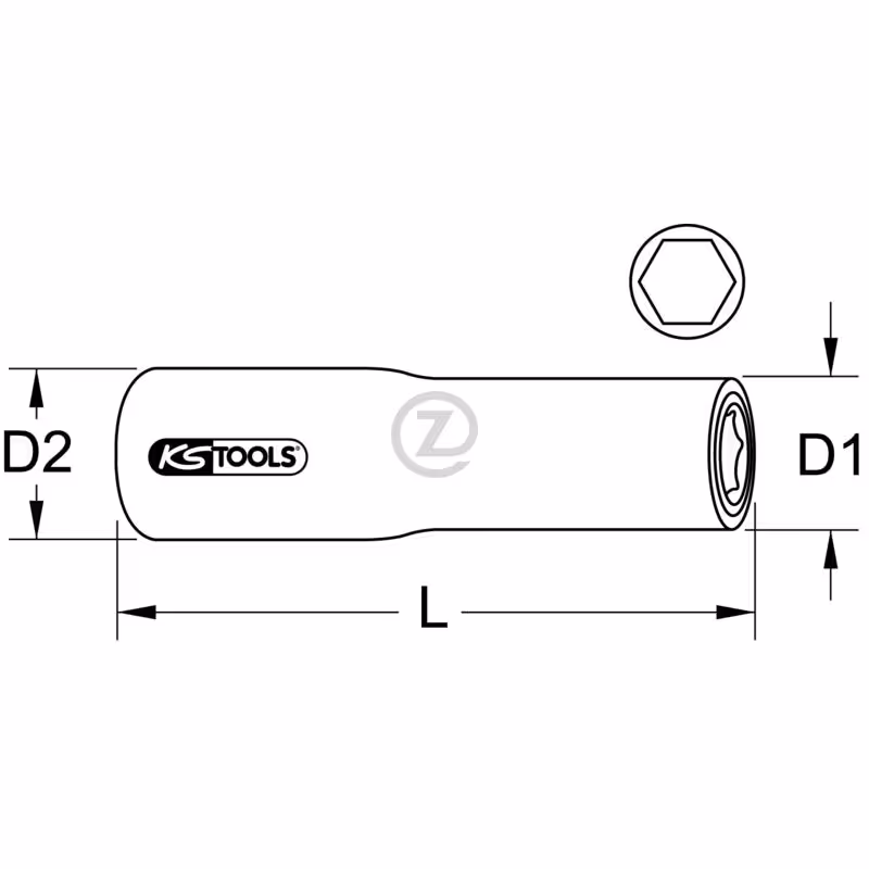 Douille isolée 1/2"", longue, 12mm