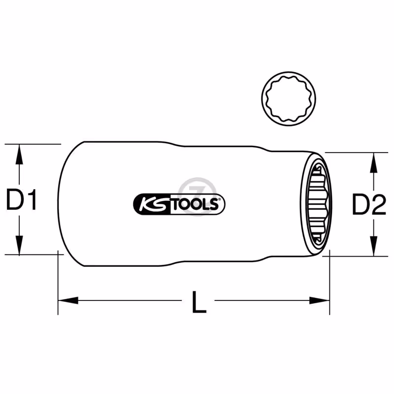 Douille isolée 3/8"", longue, 17 mm