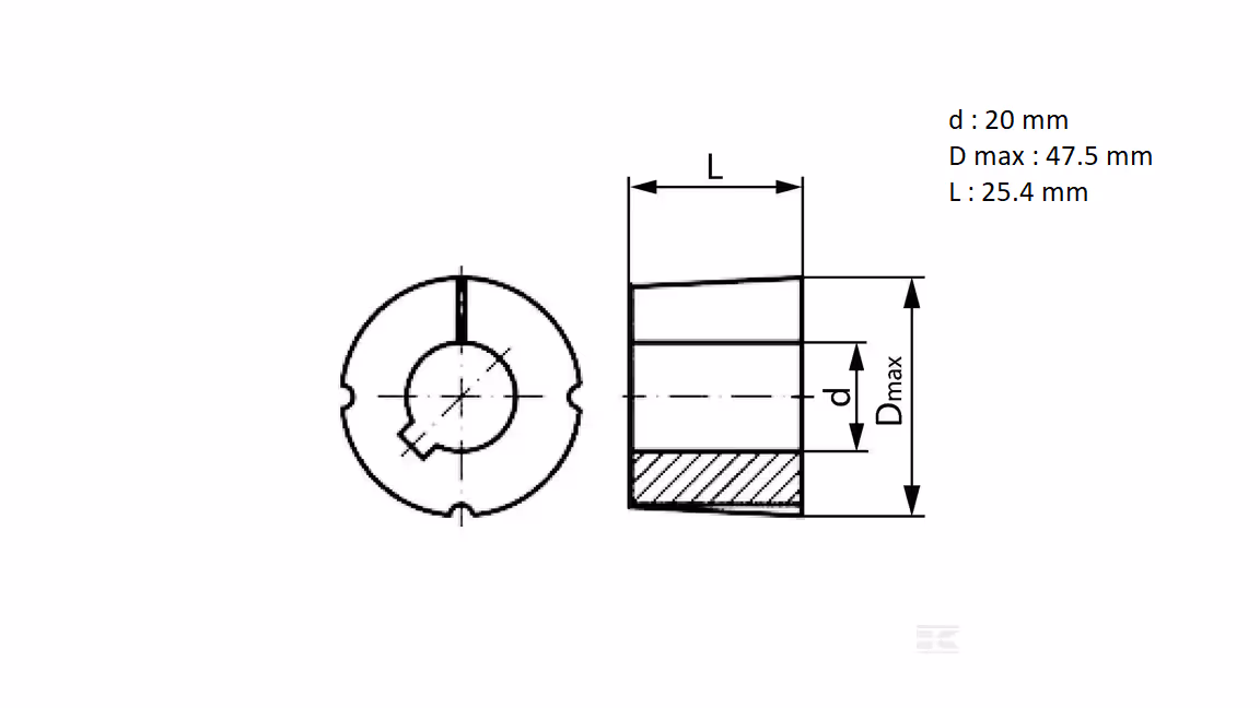 Douille serrage taperlock série 1210 alés.20 mm