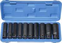 DOUILLES A CHOCS 1/2" LONGUES DE 10 A 24MM - COFFRET METALLIQUE DE 10PC