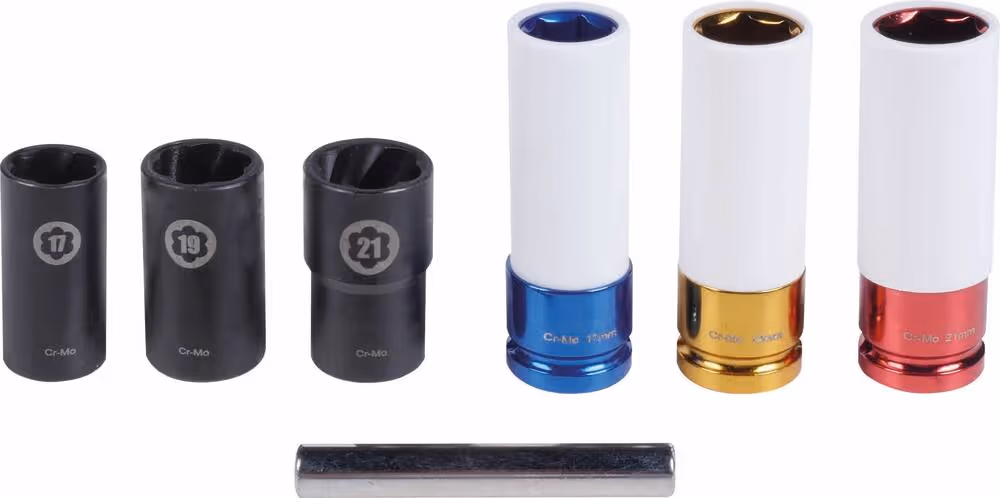 DOUILLES A CHOCS LONGUES 1/2" POUR ECROUS DE ROUES INTACTS OU ABIMES COFFRET DE