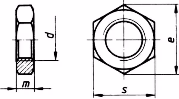 Ecrou hexagonal bas métrique M18x1.5 pas à gauche DIN936