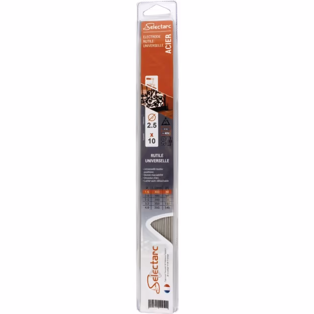 Electrode acier ø 2,5 blister de 10