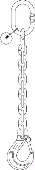 Elingue chaine 1 brin 8mm avec crochet 1.5m Adaptable