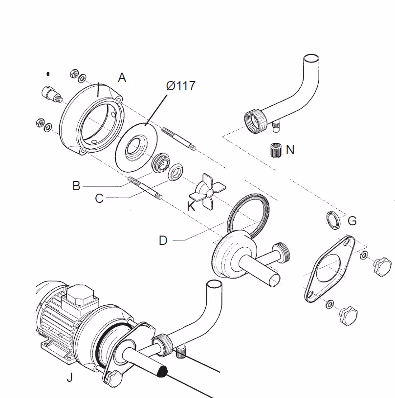 Elk | Moteur 230400v 3000tr b35 ie3 ip55 0,55kw ø14