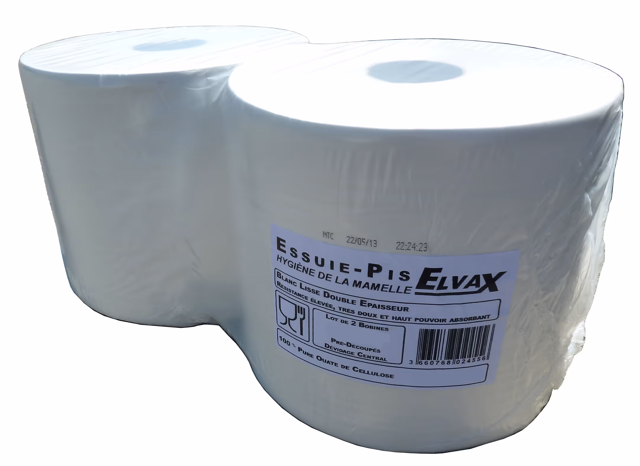 Elvax | Papier essuie pis elvax lot de 2 bobines - 2x877 blanc 2x23gr 23x35 elvax