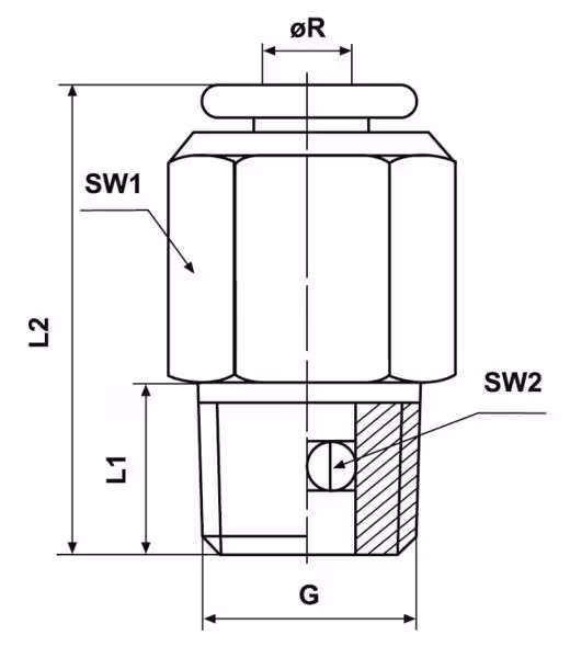 Embout à enfoncer droit 6 mm filetage M8