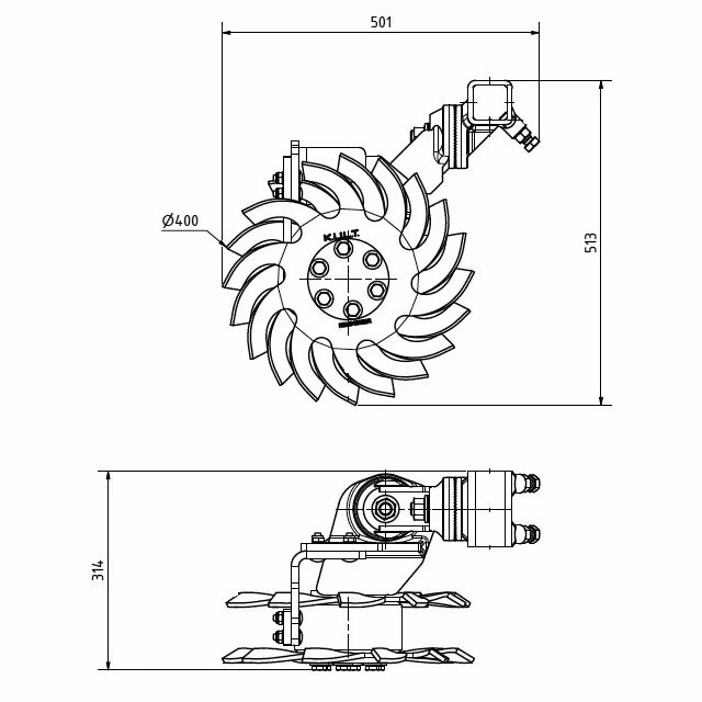 Emotteur gauche a double disque 400mm k.fh 5090l