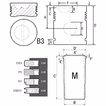 ENSEMBLE CHEMISE - PISTON Ø 100 MM - AXE PISTON Ø 35 MM
