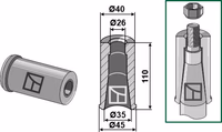 Entretoise à souder pour dent avec filet M24