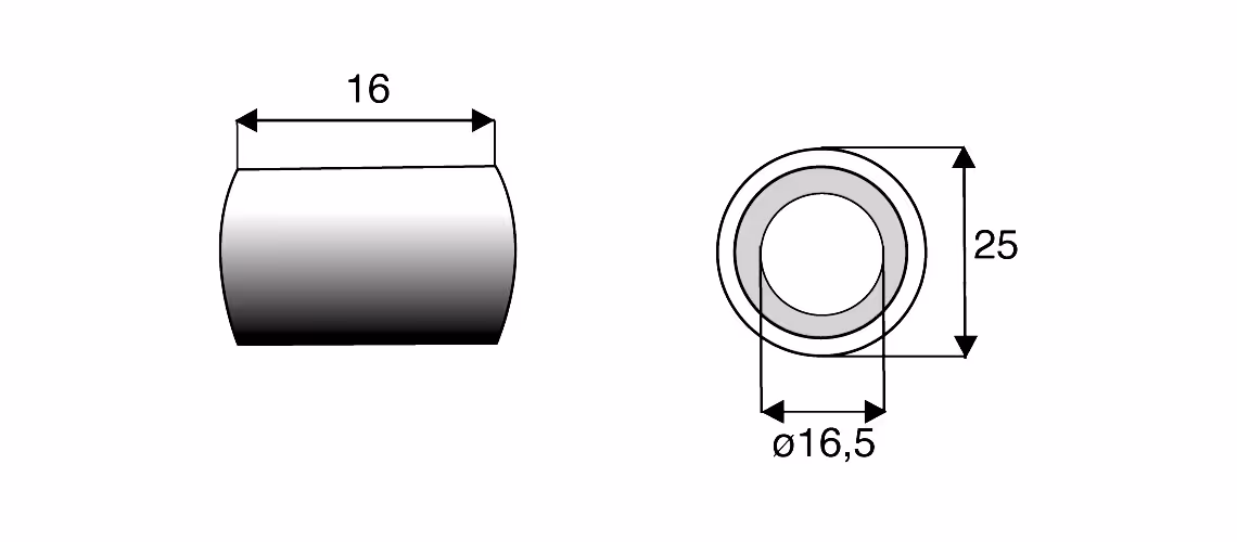 Entretoise Ø16.5x25 mm H:16mm | Desvoys
