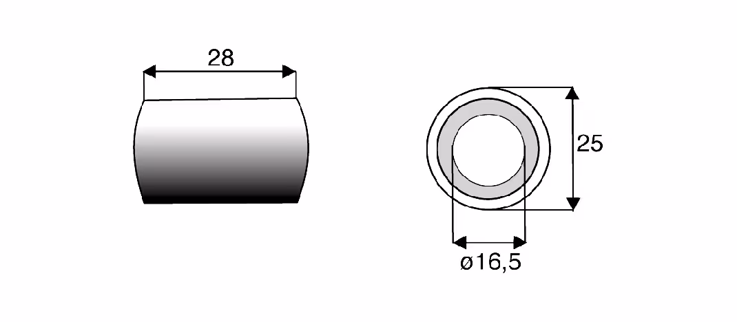 Entretoise Ø16.5x25 mm L28 mm