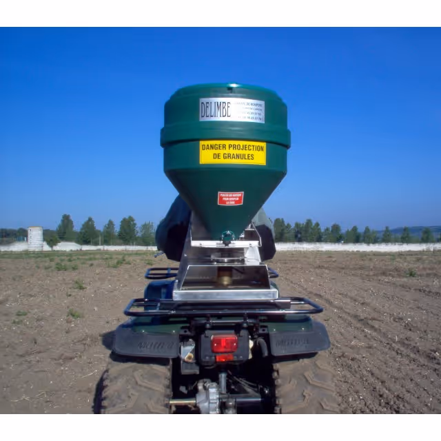 Epandeur à engrais Delimbe 70L avec boitier de commande réglage de largeur