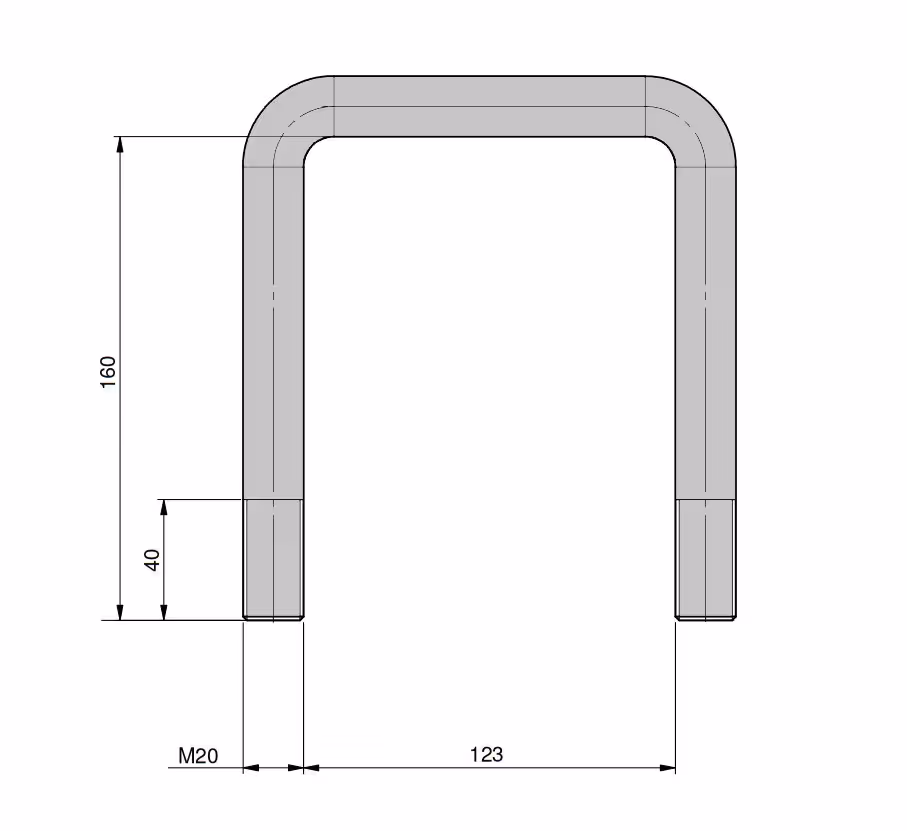Etrier en U carré 120x120 mm M20 agrisem ETR-504 origine