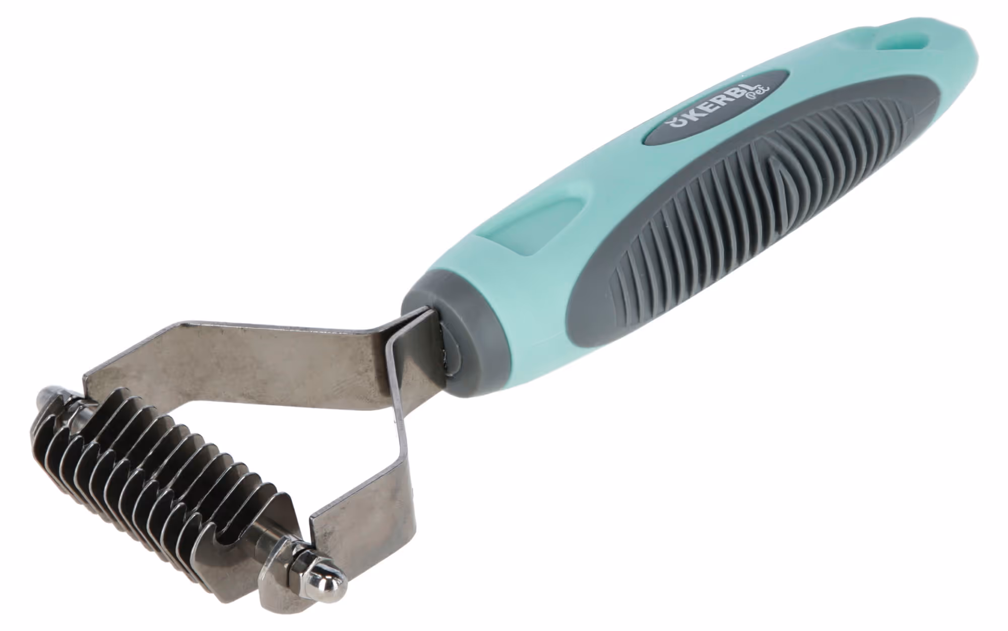 Étrille de démêlage turquoise/gris, 12 lames, 18cm
