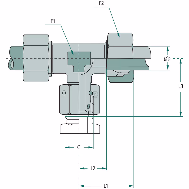 ETV 10 L DKO  Raccord en T, orientable
